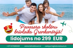 Atpūtas un ceļojumu piedāvājumi 26.02.2026 - 02.03.2026 Pavasara skolēnu brīvlaiks! Latvia Tours